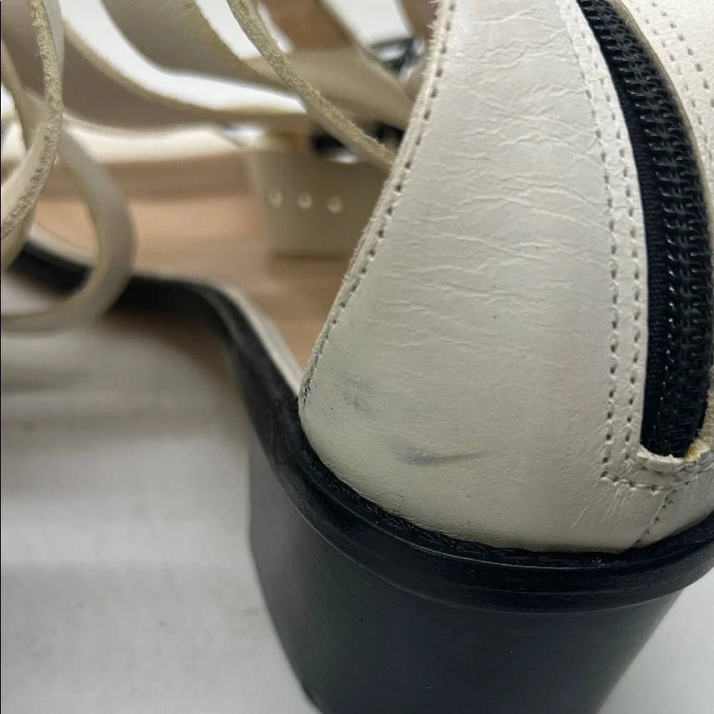 Loeffler Randall Cream Leather Zipper Open Toe Gladiator Sandals Shoes *Size 10* - Picture 9 of 10
